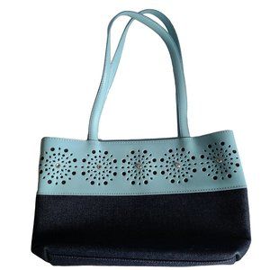 BERGE Blue Leather & Denim Purse